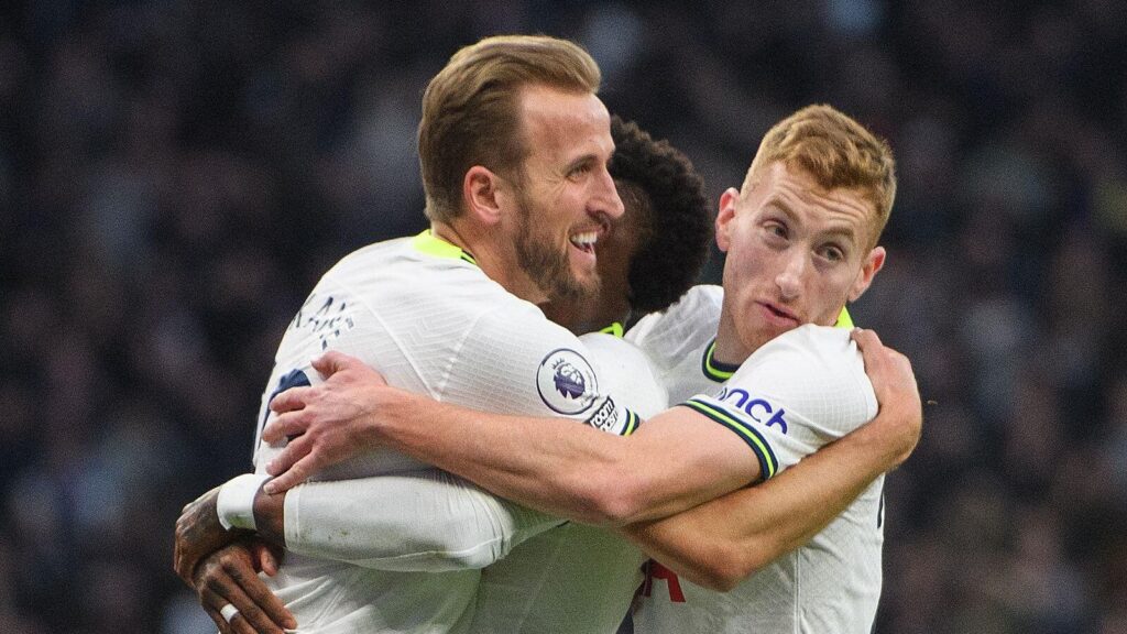 Tottenham striker Harry Kane celebrates his goal