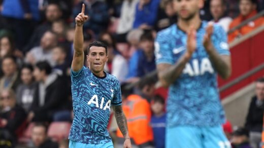 Pedro Porro celebrates Tottenham