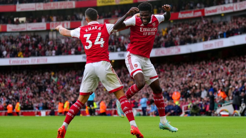 Arsenal midfielders Granit Xhaka and Thomas Partey